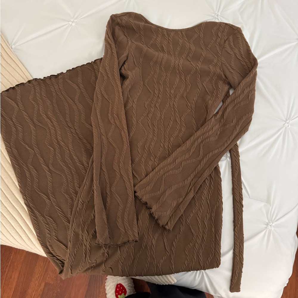 SHEIN Chocolate Long Sleeve Dress